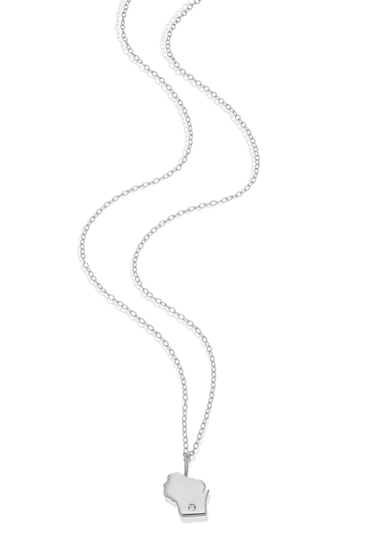 Wisconsin State Lab-Created Diamond Pendant Necklace in Rhodium-Plated Sterling Silver | M by Monte Luna
