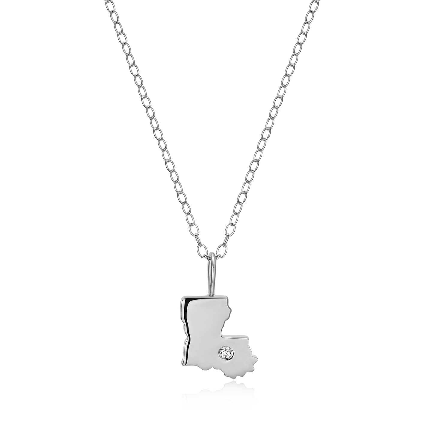 Louisiana State Lab-Created Diamond Pendant Necklace in Rhodium-Plated Sterling Silver | M by Monte Luna
