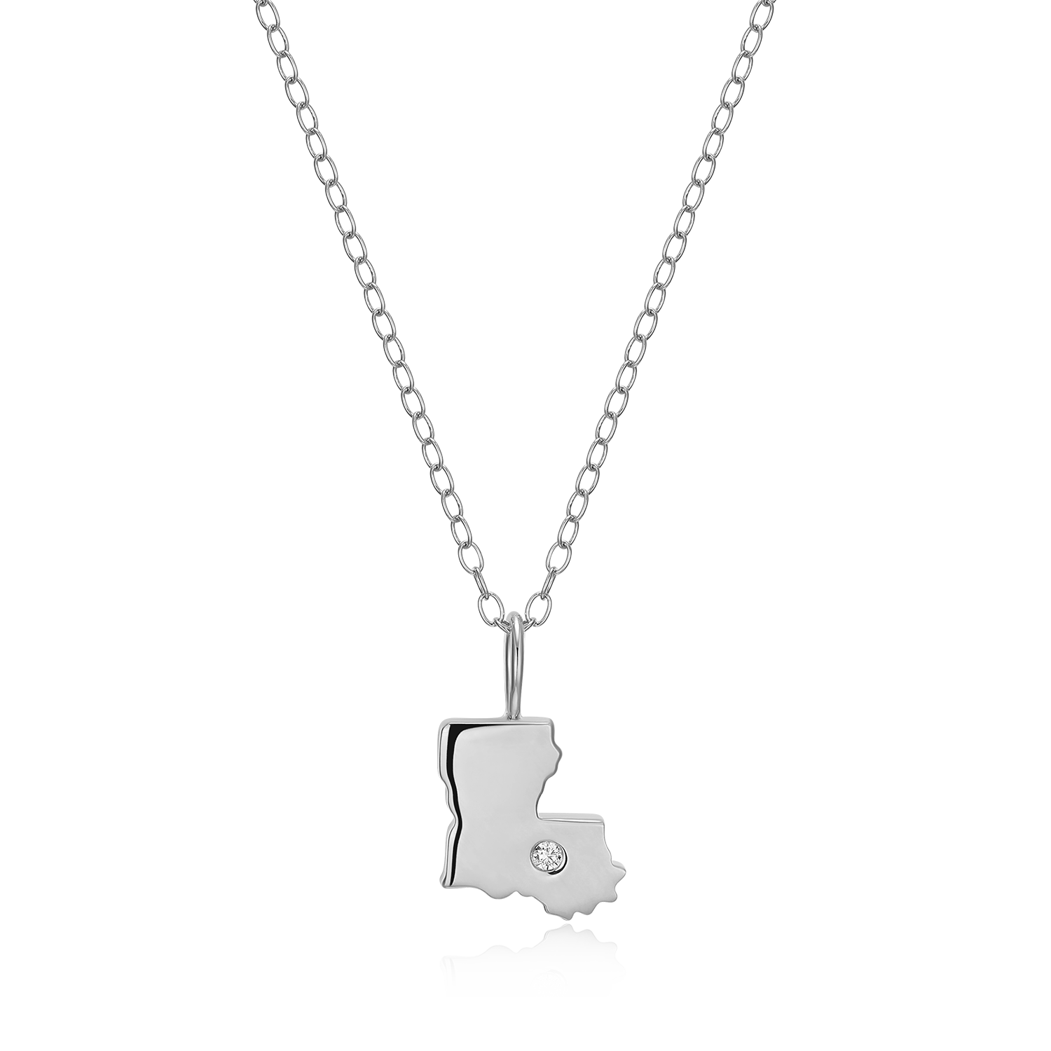 Louisiana State Lab-Created Diamond Pendant Necklace in Rhodium-Plated Sterling Silver | M by Monte Luna
