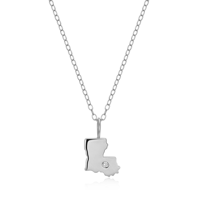 Louisiana State Lab-Created Diamond Pendant Necklace in Rhodium-Plated Sterling Silver | M by Monte Luna