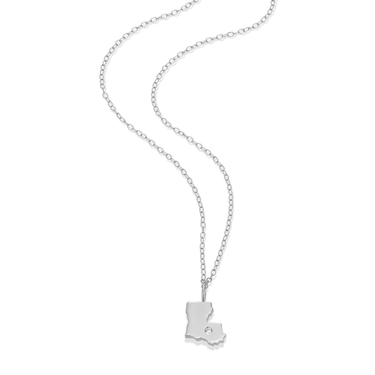 Louisiana State Lab-Created Diamond Pendant Necklace in Rhodium-Plated Sterling Silver | M by Monte Luna