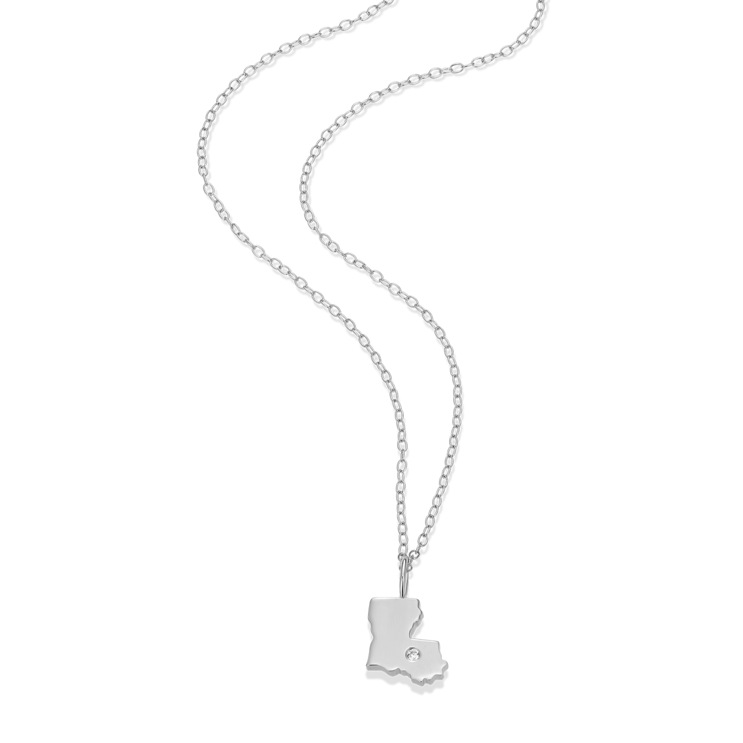 Louisiana State Lab-Created Diamond Pendant Necklace in Rhodium-Plated Sterling Silver | M by Monte Luna