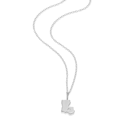 Louisiana State Lab-Created Diamond Pendant Necklace in Rhodium-Plated Sterling Silver | M by Monte Luna