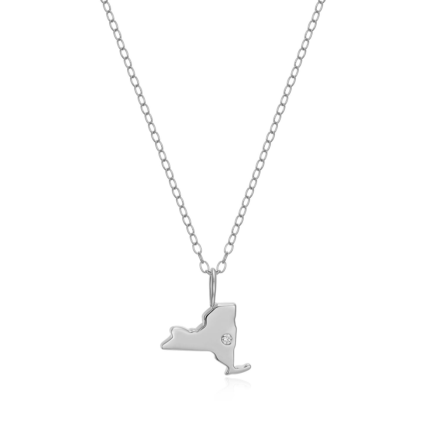 New York State Lab-Created Diamond Pendant Necklace in Rhodium-Plated Sterling Silver | M by Monte Luna