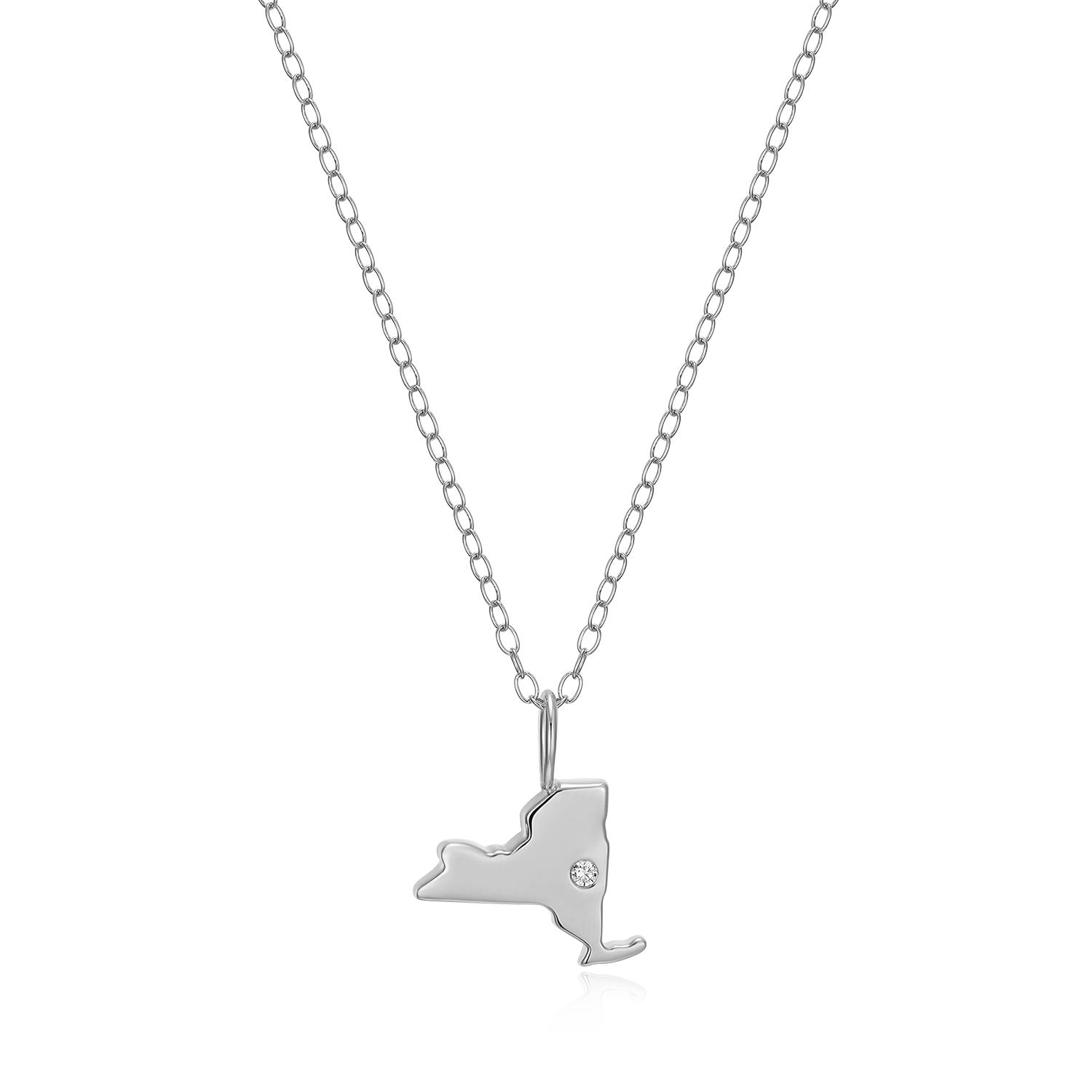 New York State Lab-Created Diamond Pendant Necklace in Rhodium-Plated Sterling Silver | M by Monte Luna