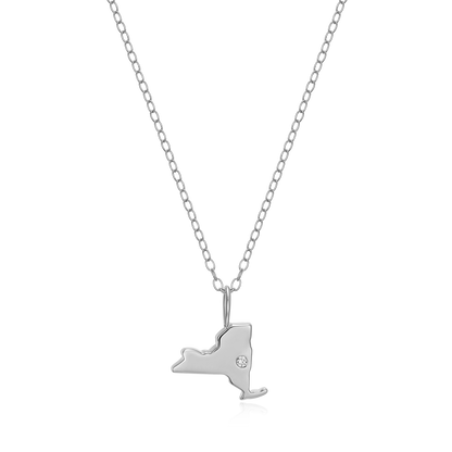 New York State Lab-Created Diamond Pendant Necklace in Rhodium-Plated Sterling Silver | M by Monte Luna