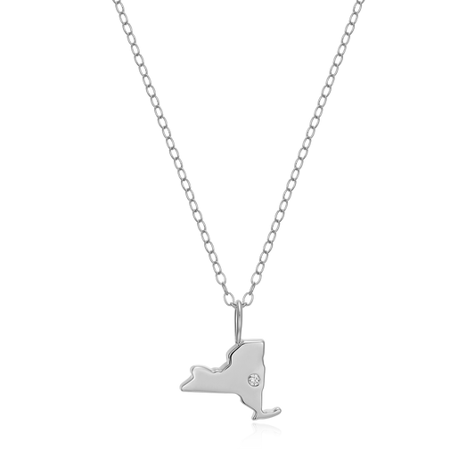 New York State Lab-Created Diamond Pendant Necklace in Rhodium-Plated Sterling Silver | M by Monte Luna