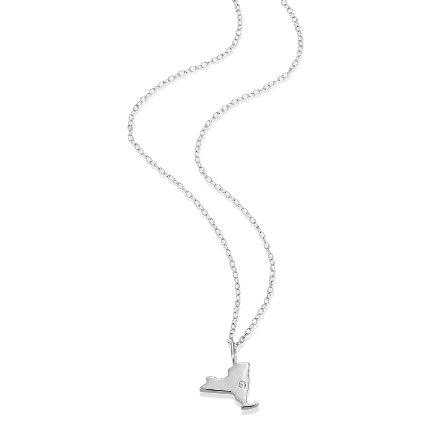 New York State Lab-Created Diamond Pendant Necklace in Rhodium-Plated Sterling Silver | M by Monte Luna
