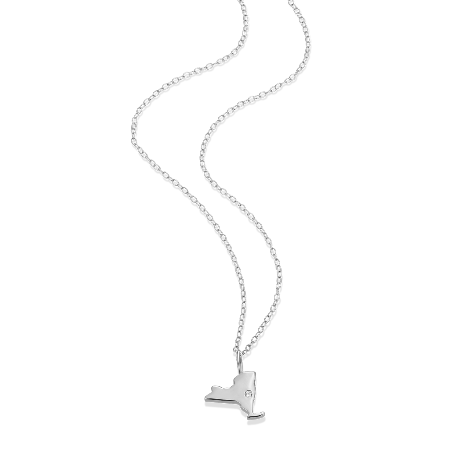 New York State Lab-Created Diamond Pendant Necklace in Rhodium-Plated Sterling Silver | M by Monte Luna