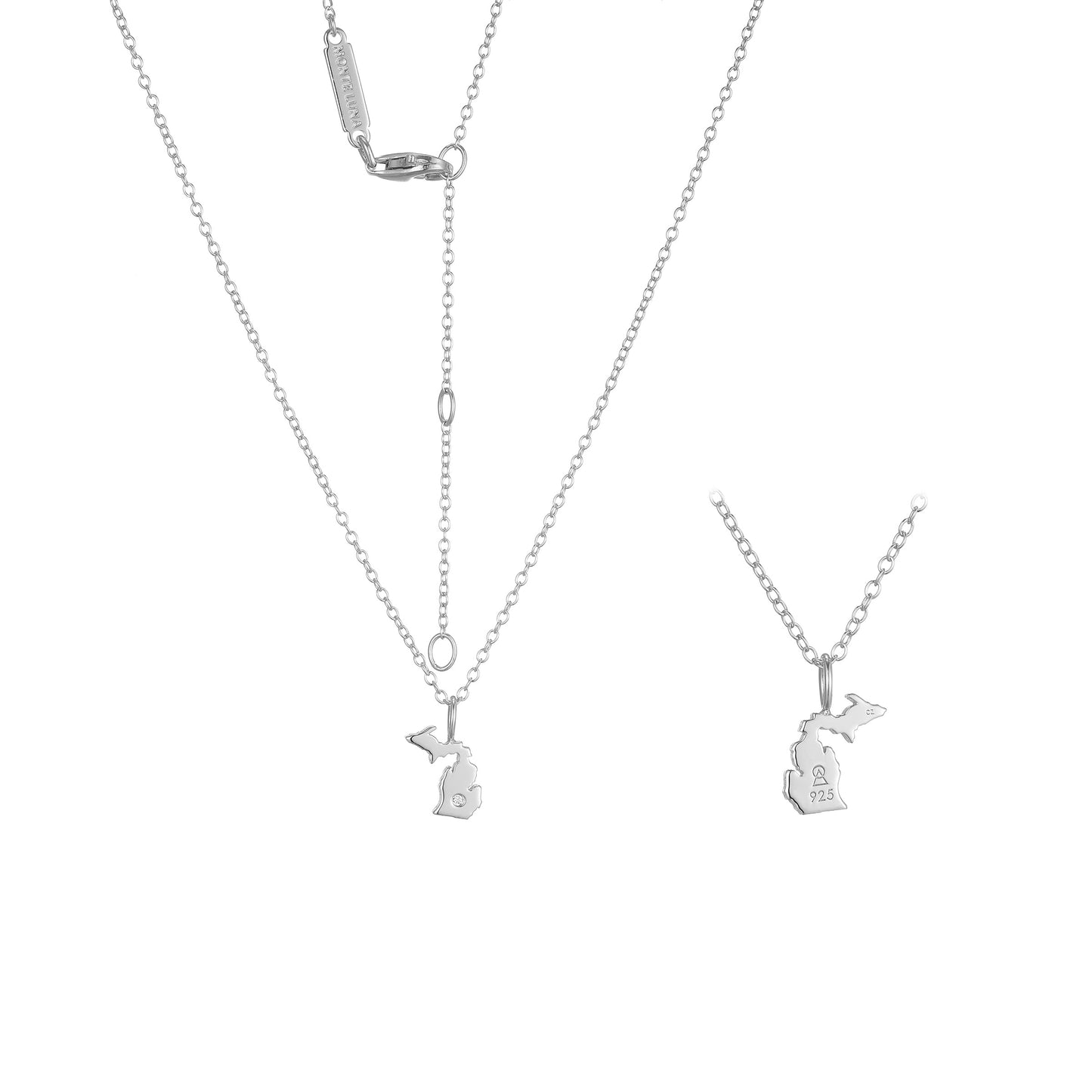 BN0280W - Michigan State Lab-Created Diamond Pendant Necklace | M by Monte Luna