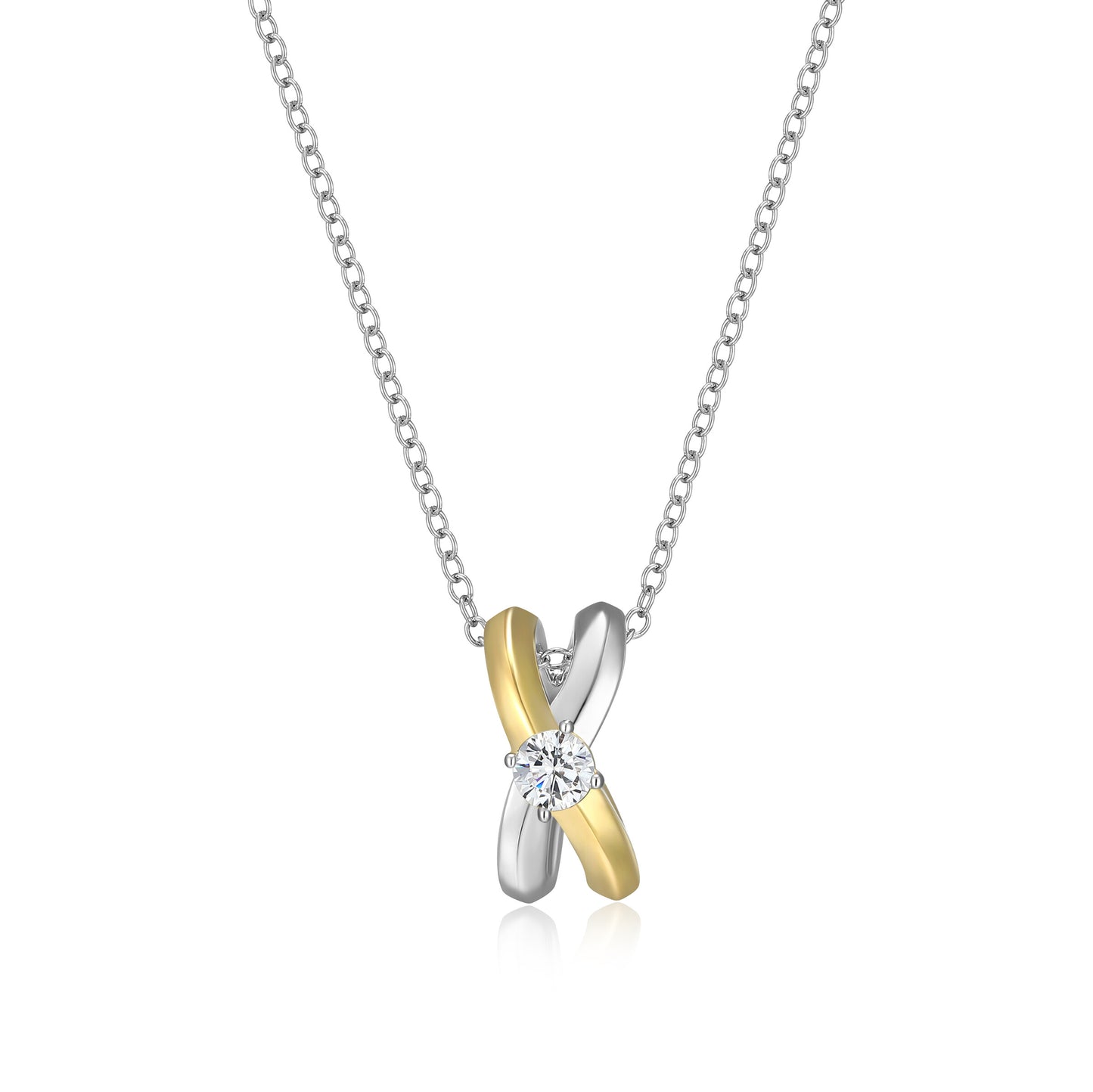 BN0308 - Two-Tone Crossover Pendant Necklace | m by monte luna