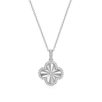BN0309W - Sunray Clover Pendant Necklace | m by monte luna
