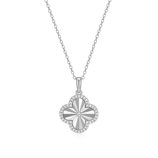 BN0309W - Sunray Clover Pendant Necklace | m by monte luna