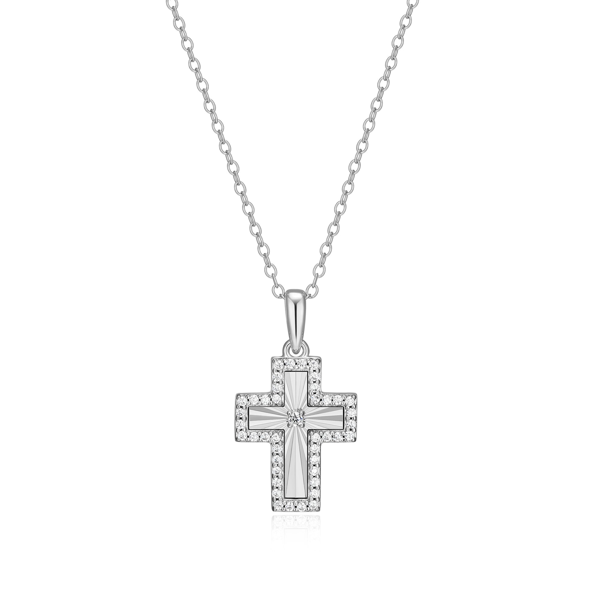 BN0310W - Sunray Cross Pendant Necklace | m by monte luna