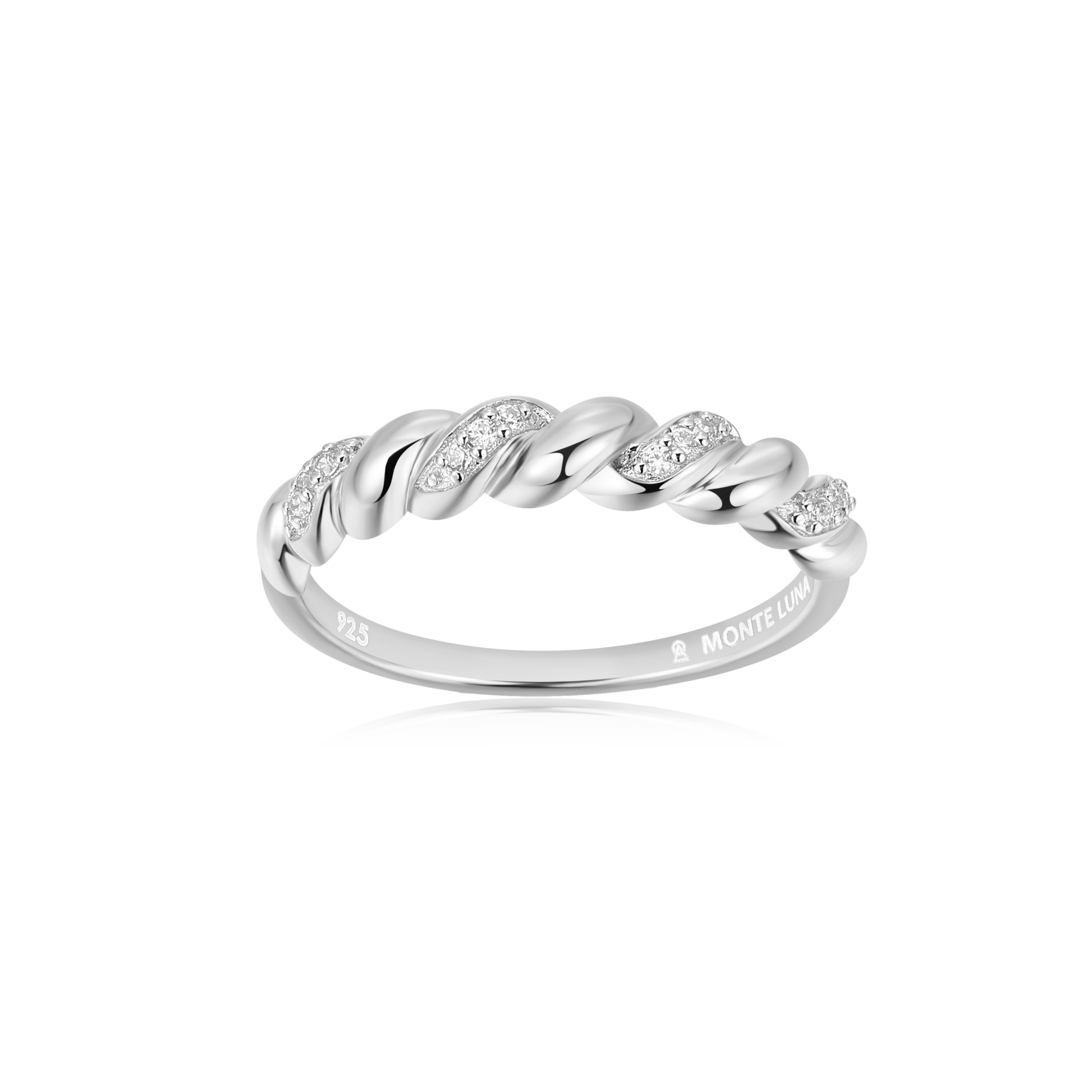 Twist Stackable Ring in Rhodium-Plated Sterling Silver | M by Monte Luna