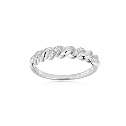 Twist Stackable Ring in Rhodium-Plated Sterling Silver | M by Monte Luna