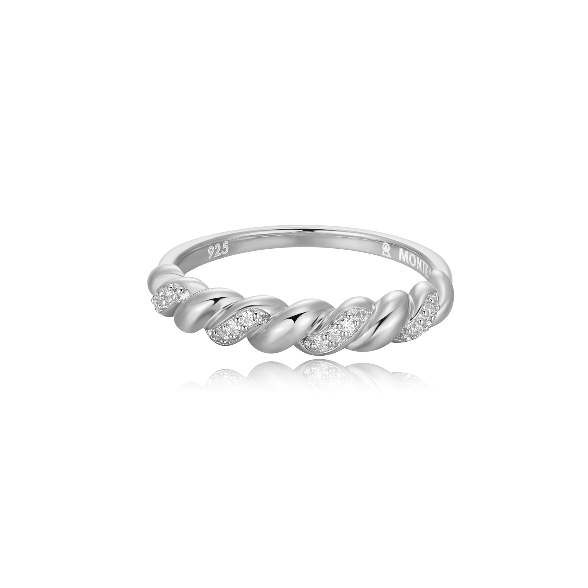 Twist Stackable Ring in Rhodium-Plated Sterling Silver | M by Monte Luna
