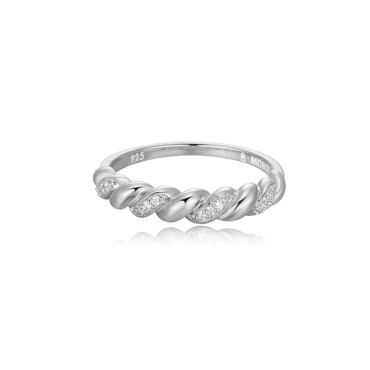 Twist Stackable Ring in Rhodium-Plated Sterling Silver | M by Monte Luna