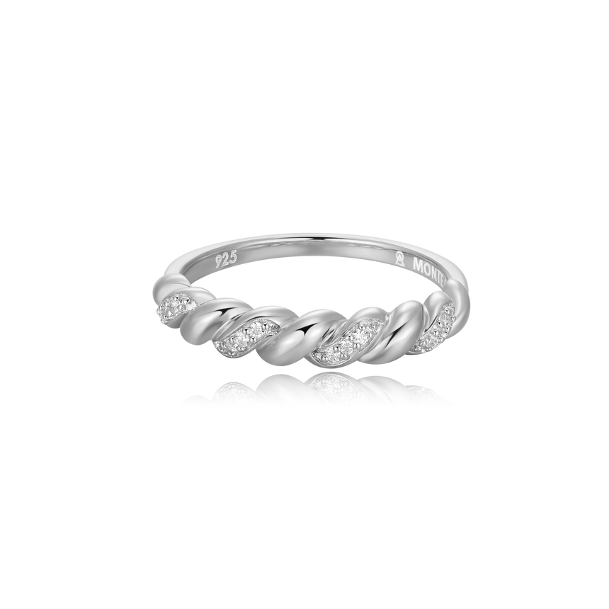 Twist Stackable Ring in Rhodium-Plated Sterling Silver | M by Monte Luna