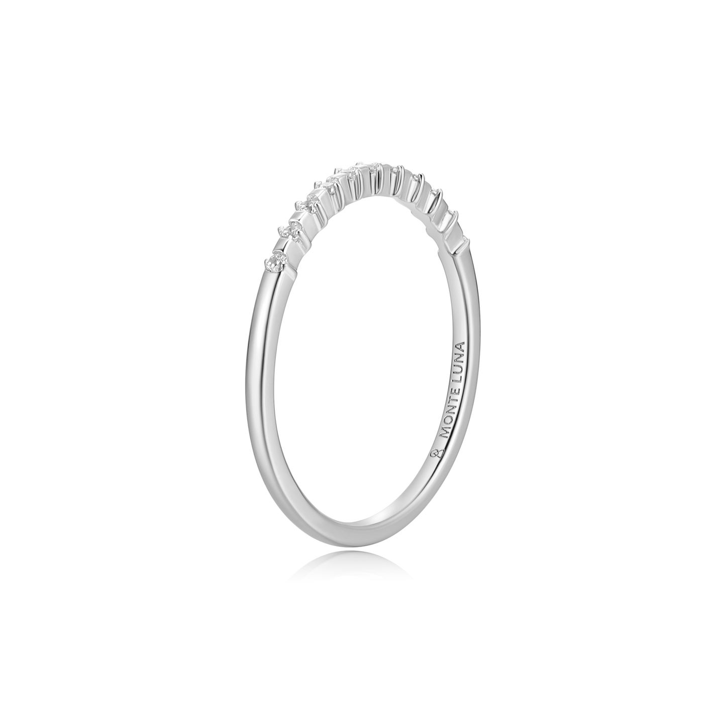 Lab-Created Diamond Stackable Ring in Rhodium-Plated Sterling Silver | M by Monte Luna