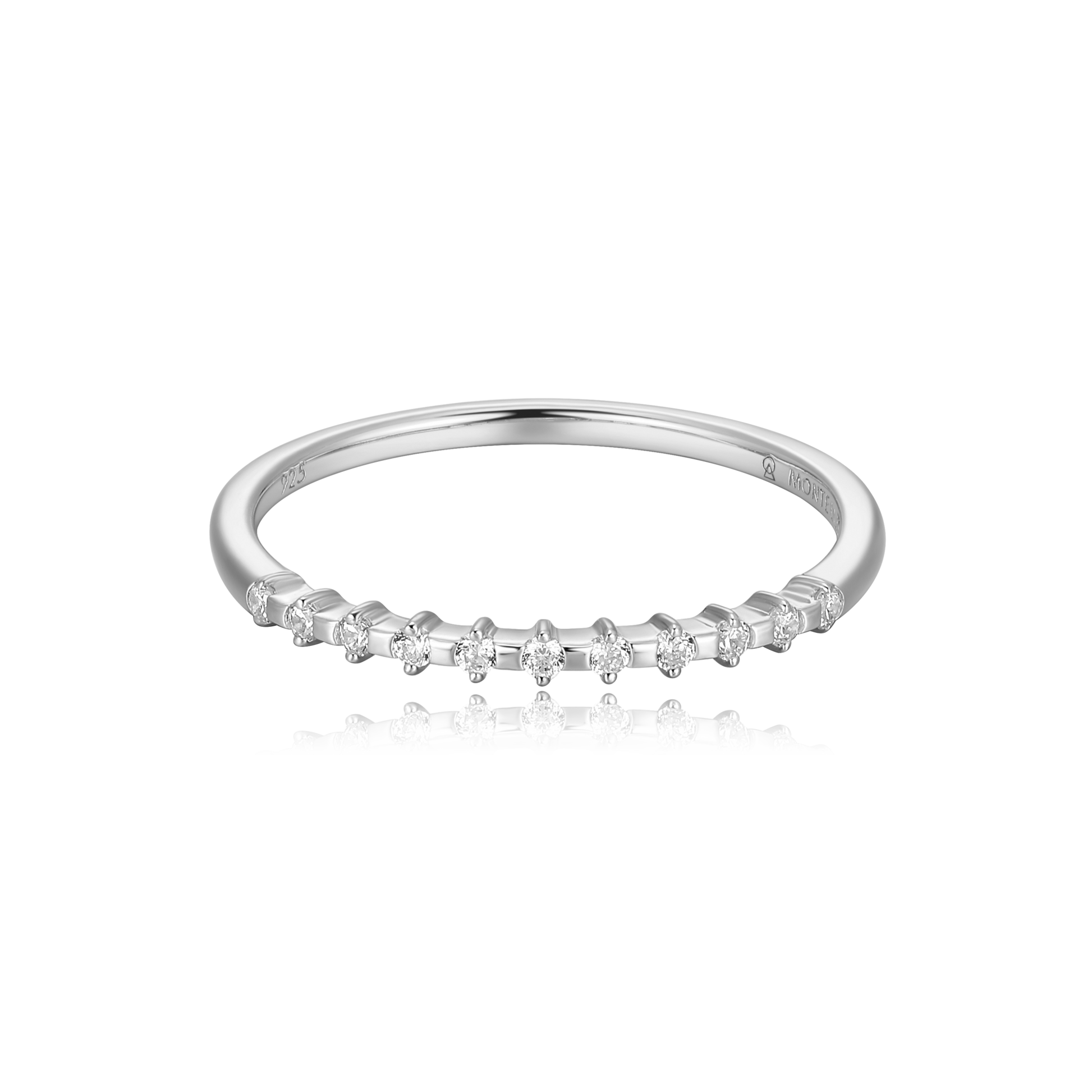 Lab-Created Diamond Stackable Ring in Rhodium-Plated Sterling Silver | M by Monte Luna