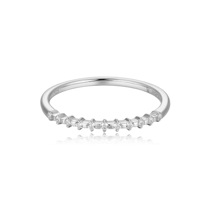Lab-Created Diamond Stackable Ring in Rhodium-Plated Sterling Silver | M by Monte Luna