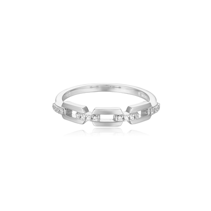 Mini-Link Stackable Ring in Rhodium-Plated Sterling Silver | M by Monte Luna
