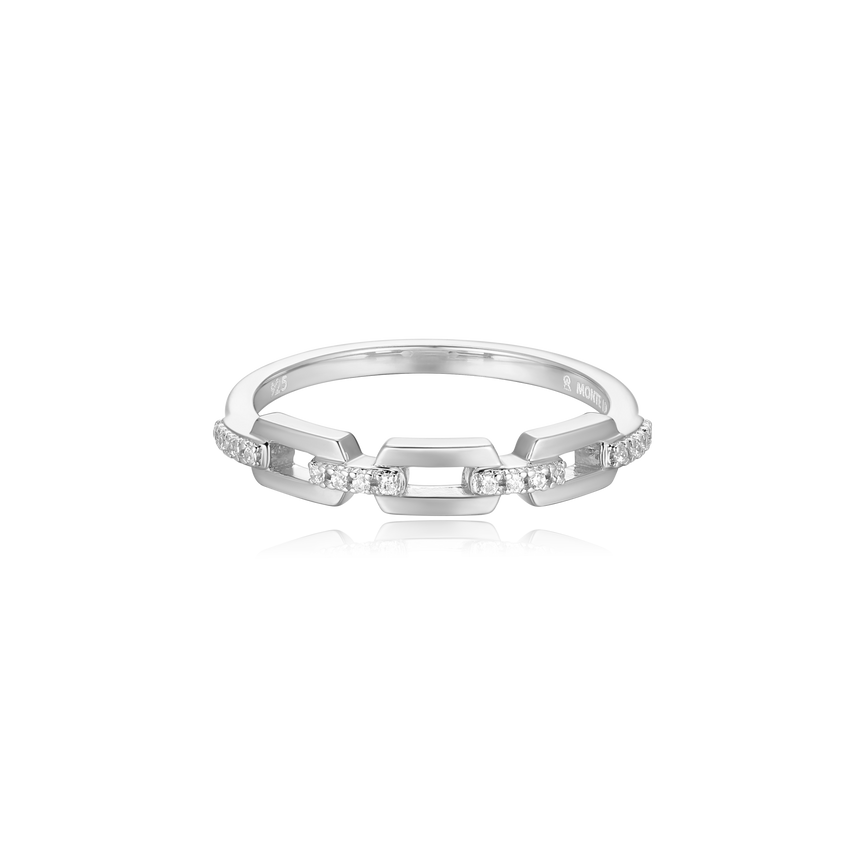 Mini-Link Stackable Ring in Rhodium-Plated Sterling Silver | M by Monte Luna