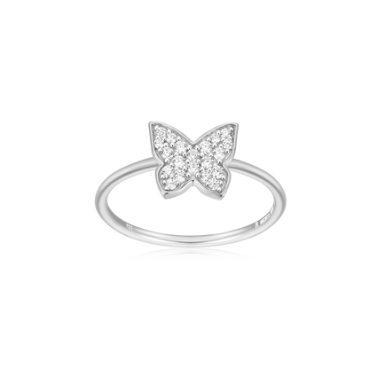 Butterfly Statement Ring in Rhodium-Plated Sterling Silver | M by Monte Luna