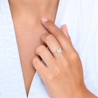 Butterfly Statement Ring in Rhodium-Plated Sterling Silver | M by Monte Luna