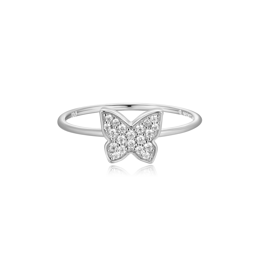 Butterfly Statement Ring in Rhodium-Plated Sterling Silver | M by Monte Luna