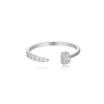 Nail Bypass Ring in Rhodium-Plated Sterling Silver | M by Monte Luna