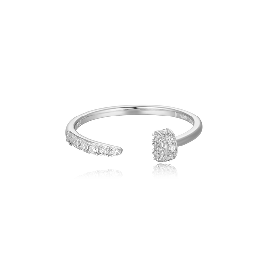 Nail Bypass Ring in Rhodium-Plated Sterling Silver | M by Monte Luna