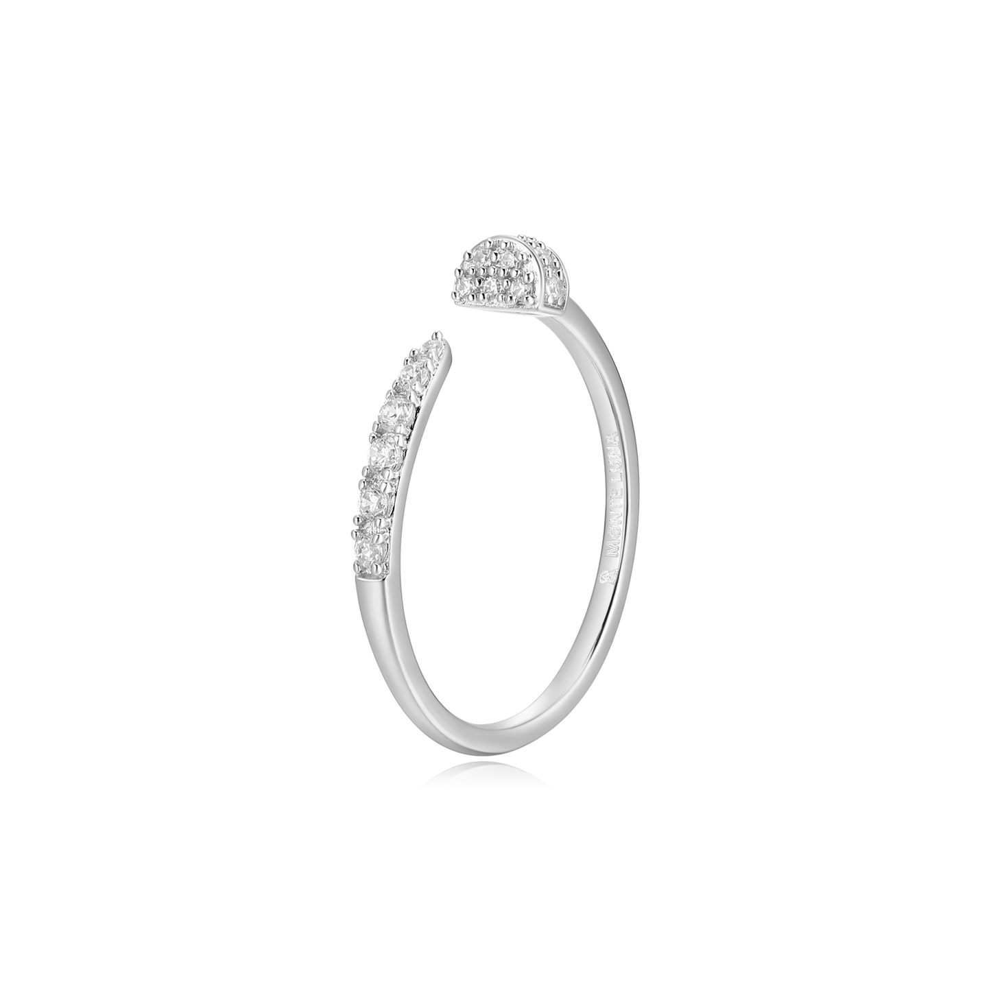 Nail Bypass Ring in Rhodium-Plated Sterling Silver | M by Monte Luna