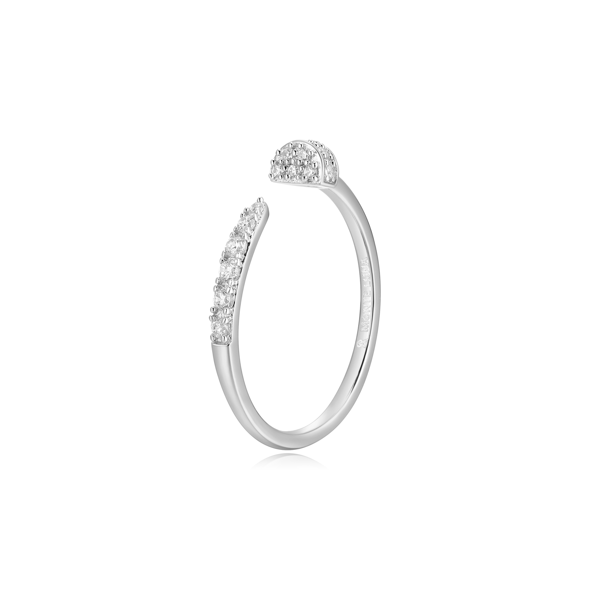 Nail Bypass Ring in Rhodium-Plated Sterling Silver | M by Monte Luna