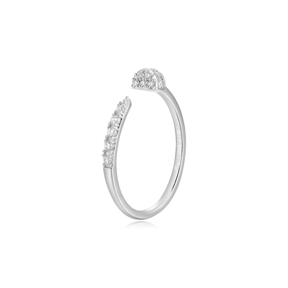 Nail Bypass Ring in Rhodium-Plated Sterling Silver | M by Monte Luna