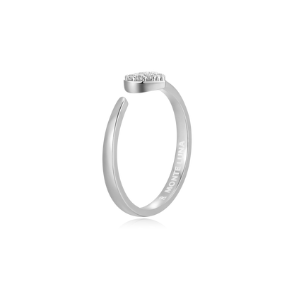 Mini-Heart Bypass Ring in Rhodium-Plated Sterling Silver | M by Monte Luna