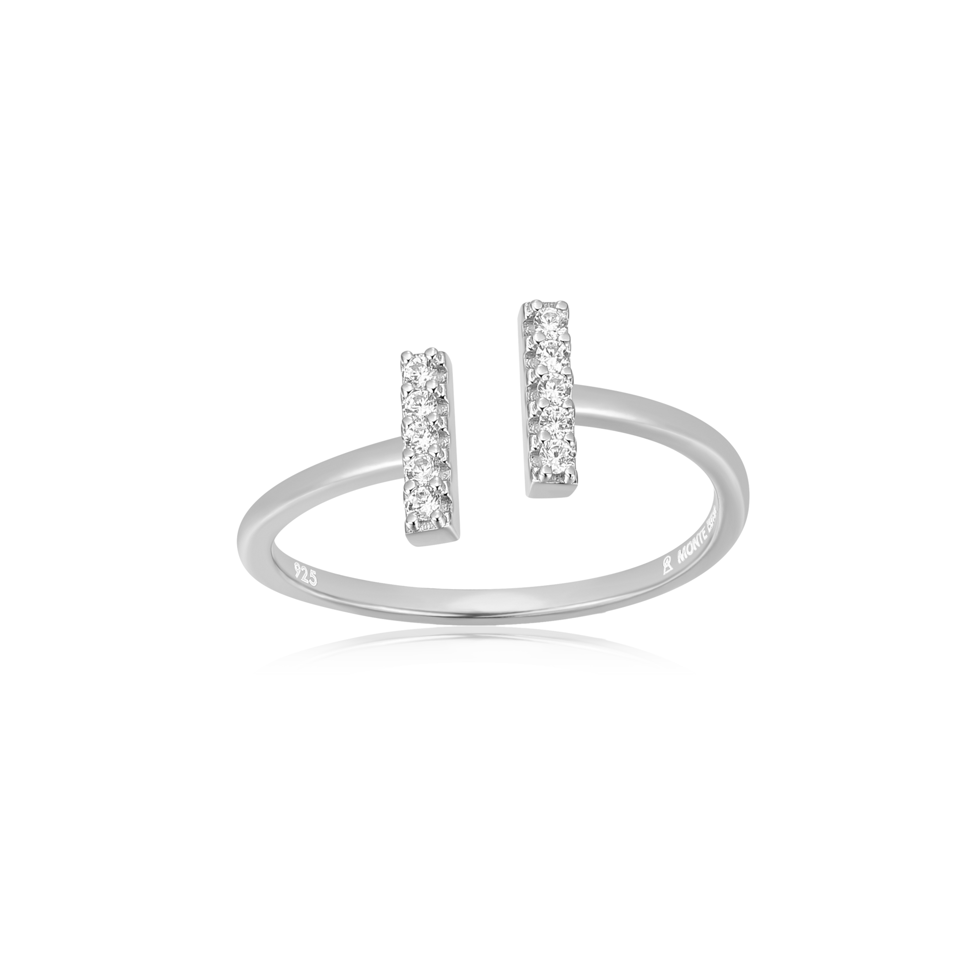 Parallel Bars Open Ring in Rhodium-Plated Sterling Silver | M by Monte Luna