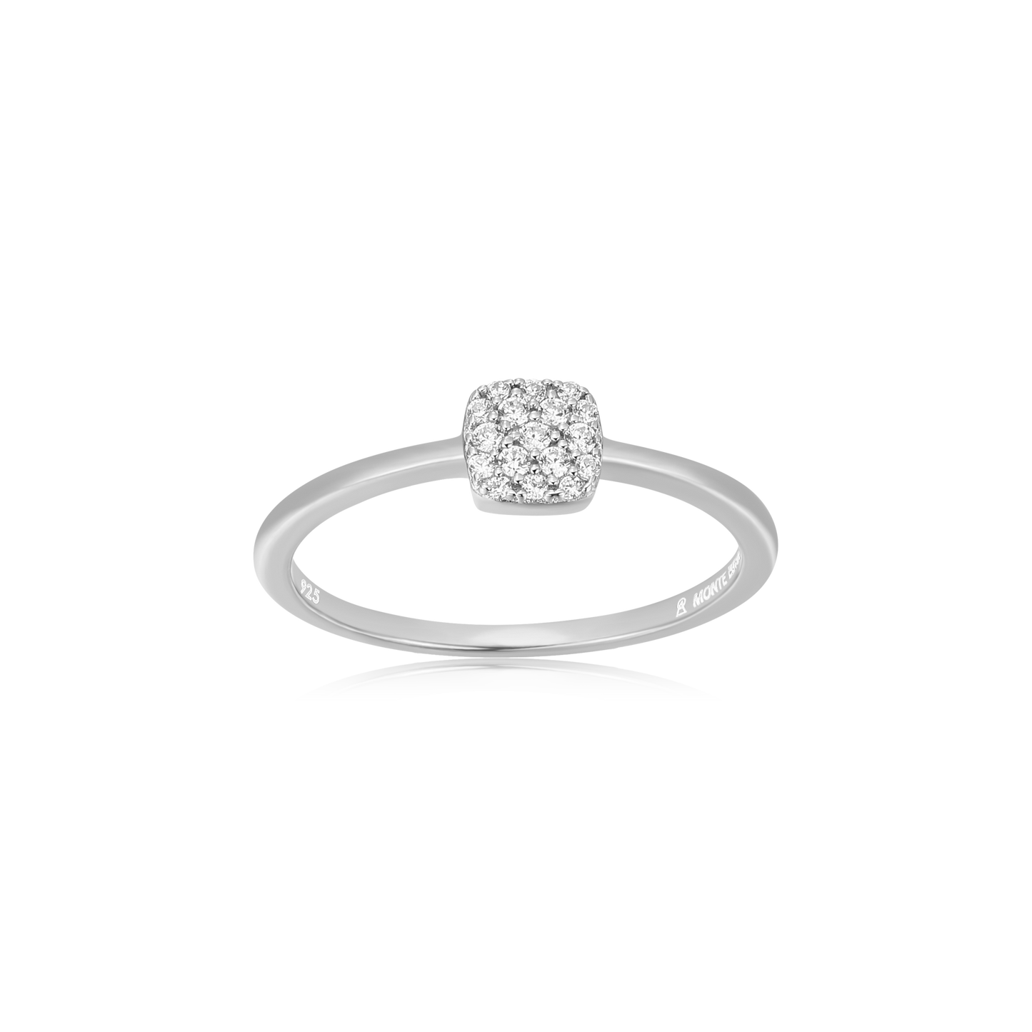Cushion Stackable Ring in Rhodium-Plated Sterling Silver | M by Monte Luna