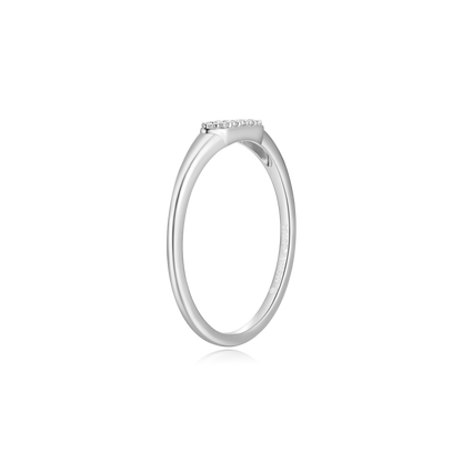 Long Hex Stackable Ring in Rhodium-Plated Sterling Silver | M by Monte Luna