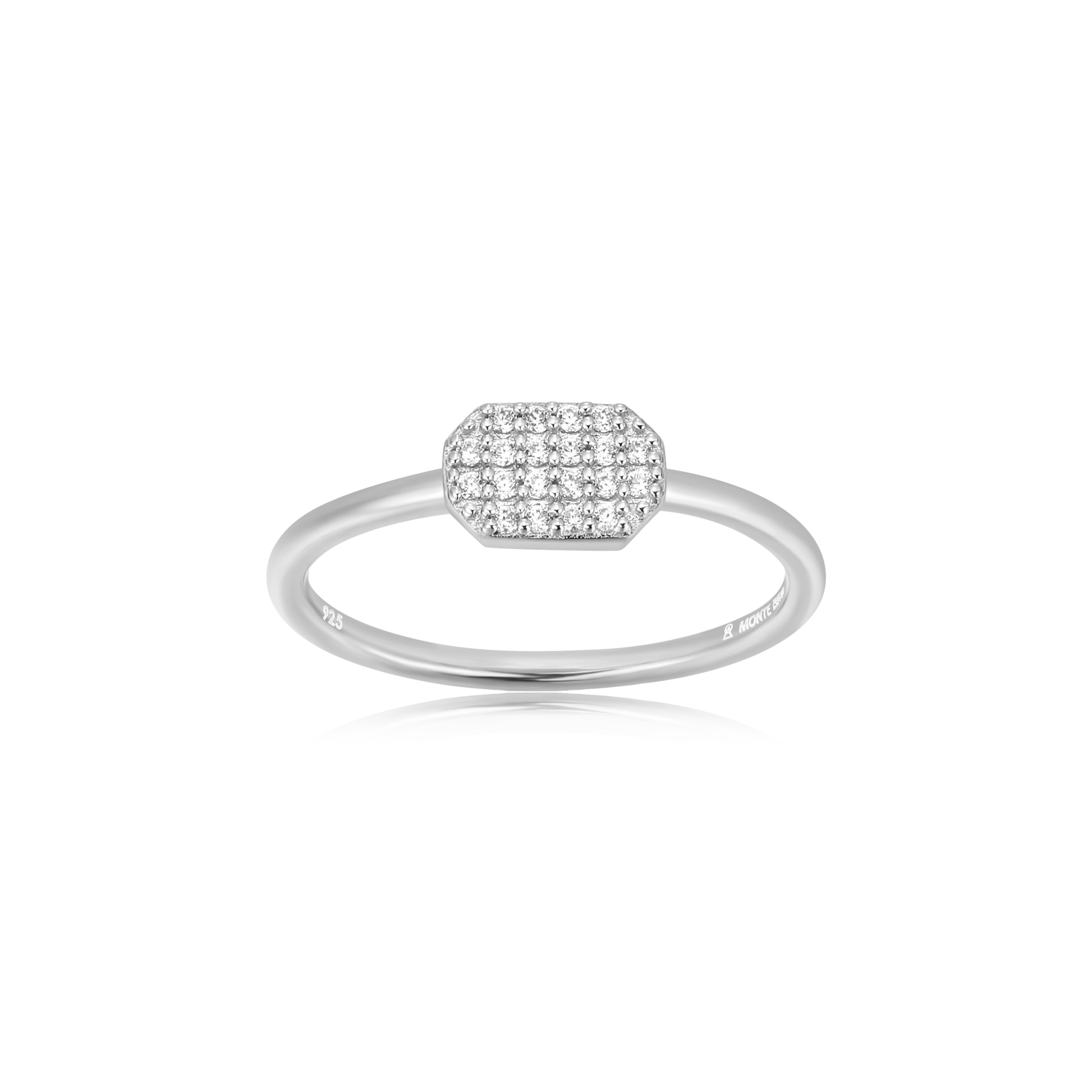 Dog Tag Stackable Ring in Rhodium-Plated Sterling Silver | M by Monte Luna