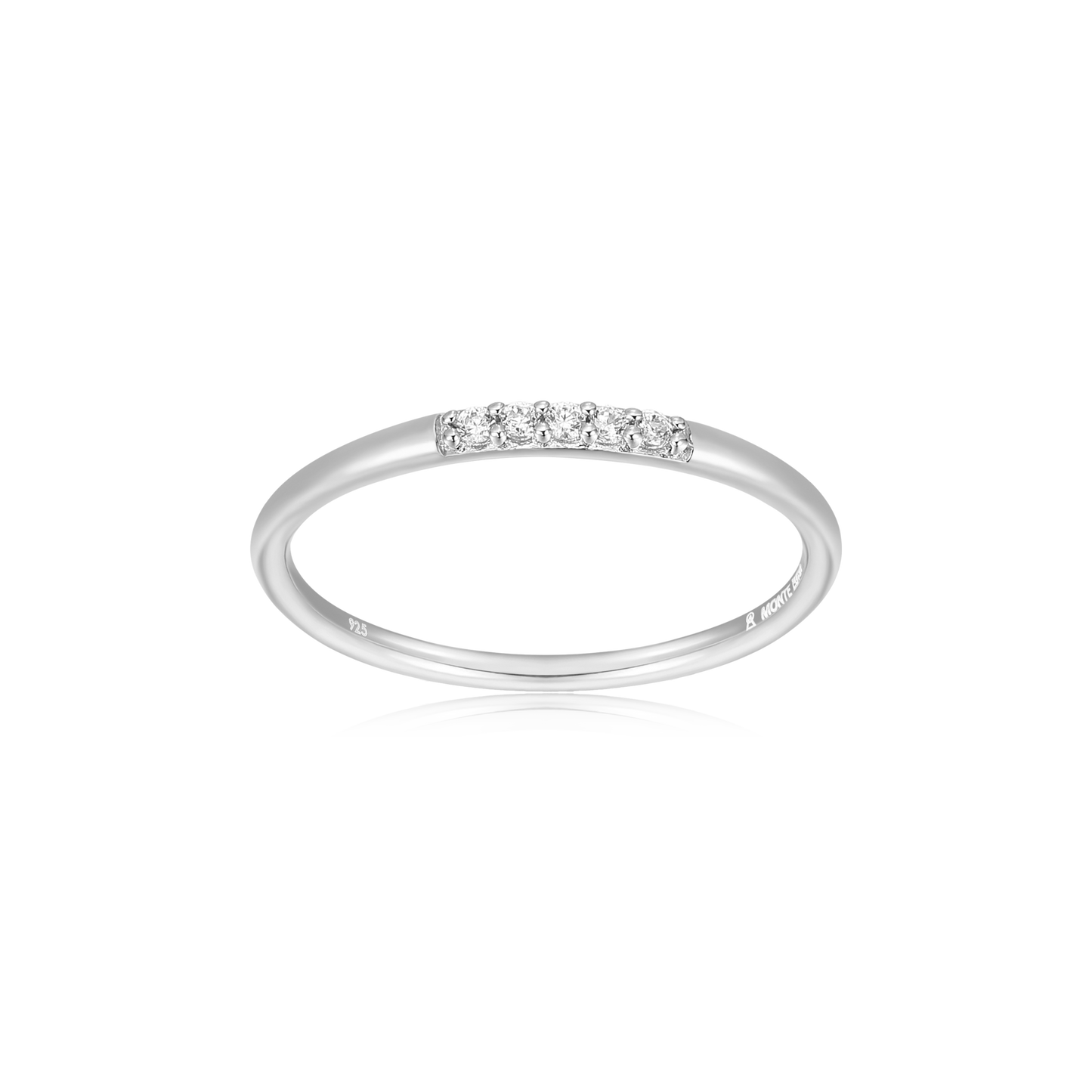 Lab-Created Diamond Line Stackable Ring in Rhodium-Plated Sterling Silver | M by Monte Luna