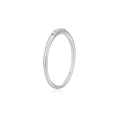 Lab-Created Diamond Line Stackable Ring in Rhodium-Plated Sterling Silver | M by Monte Luna