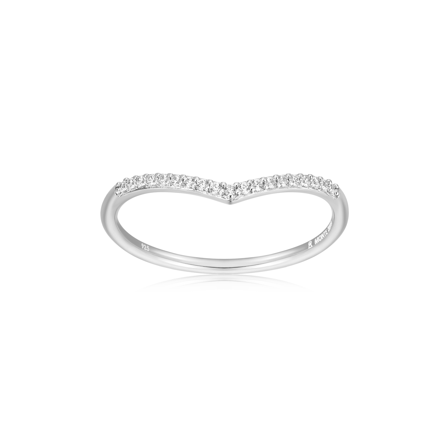 Chevron Stackable Ring in Rhodium-Plated Sterling Silver | M by Monte Luna