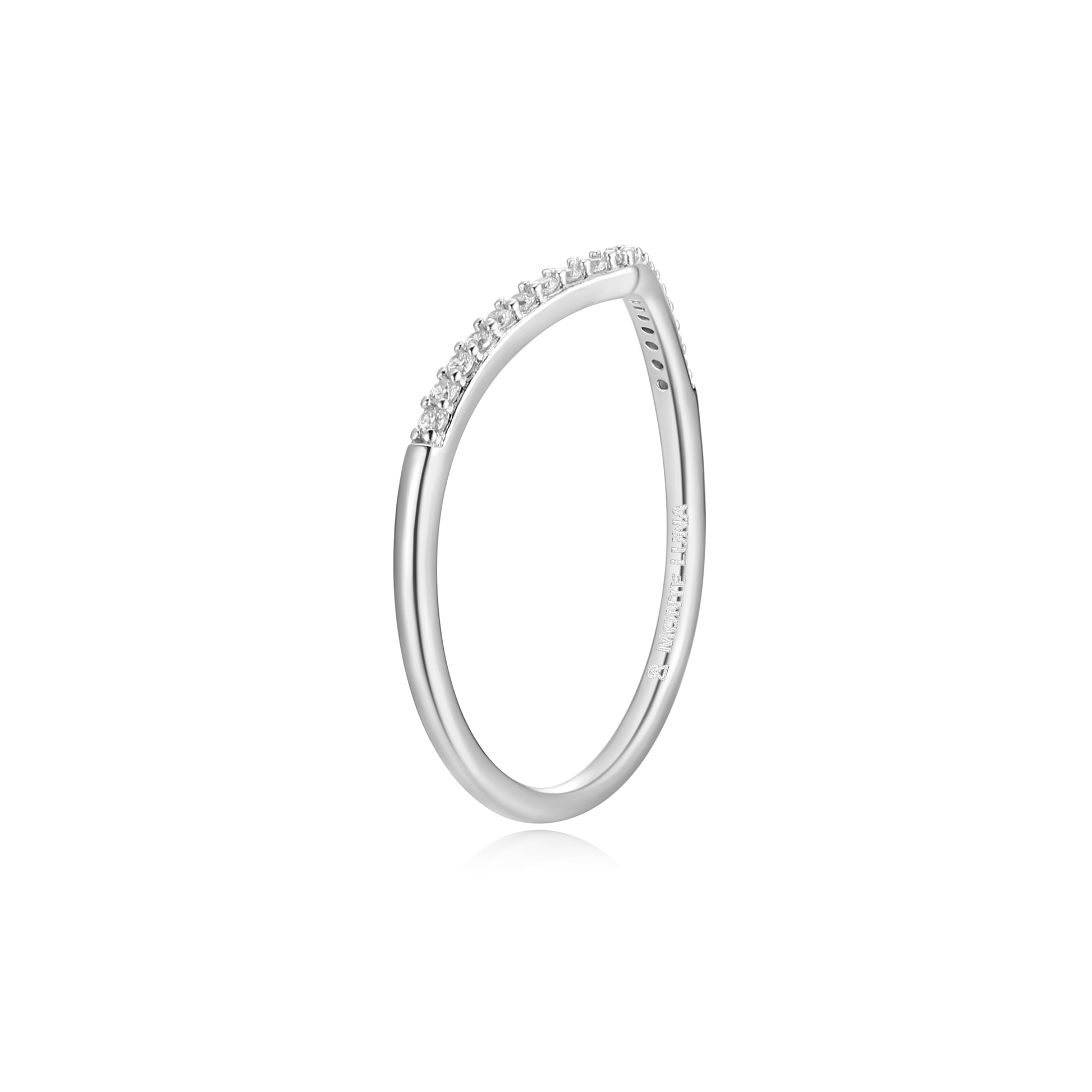 Chevron Stackable Ring in Rhodium-Plated Sterling Silver | M by Monte Luna