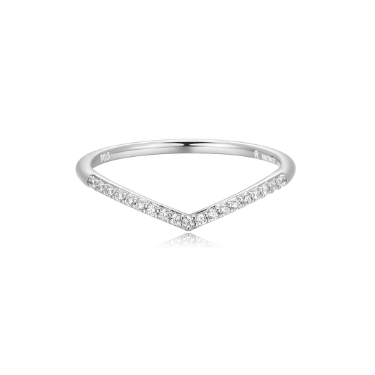 Chevron Stackable Ring in Rhodium-Plated Sterling Silver | M by Monte Luna