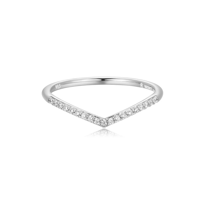 Chevron Stackable Ring in Rhodium-Plated Sterling Silver | M by Monte Luna