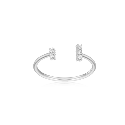 Wide Parallel Open Ring in Rhodium-Plated Sterling Silver | M by Monte Luna