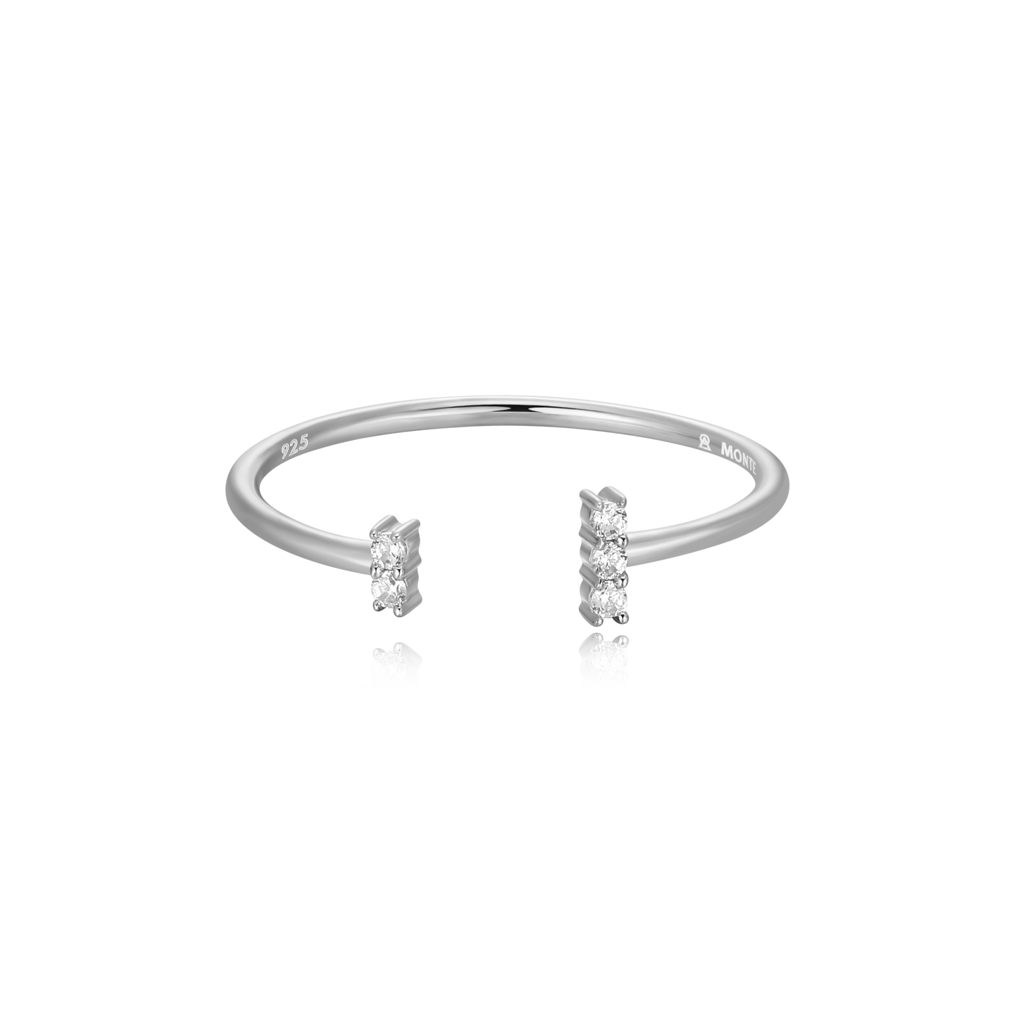 Wide Parallel Open Ring in Rhodium-Plated Sterling Silver | M by Monte Luna