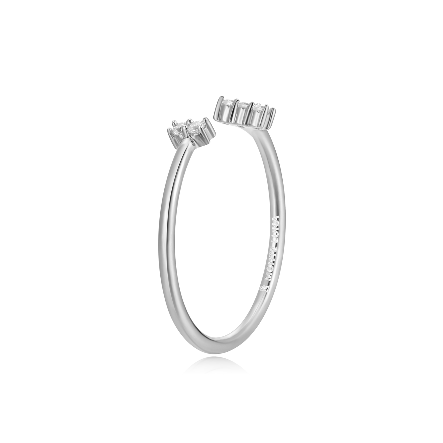 Wide Parallel Open Ring in Rhodium-Plated Sterling Silver | M by Monte Luna